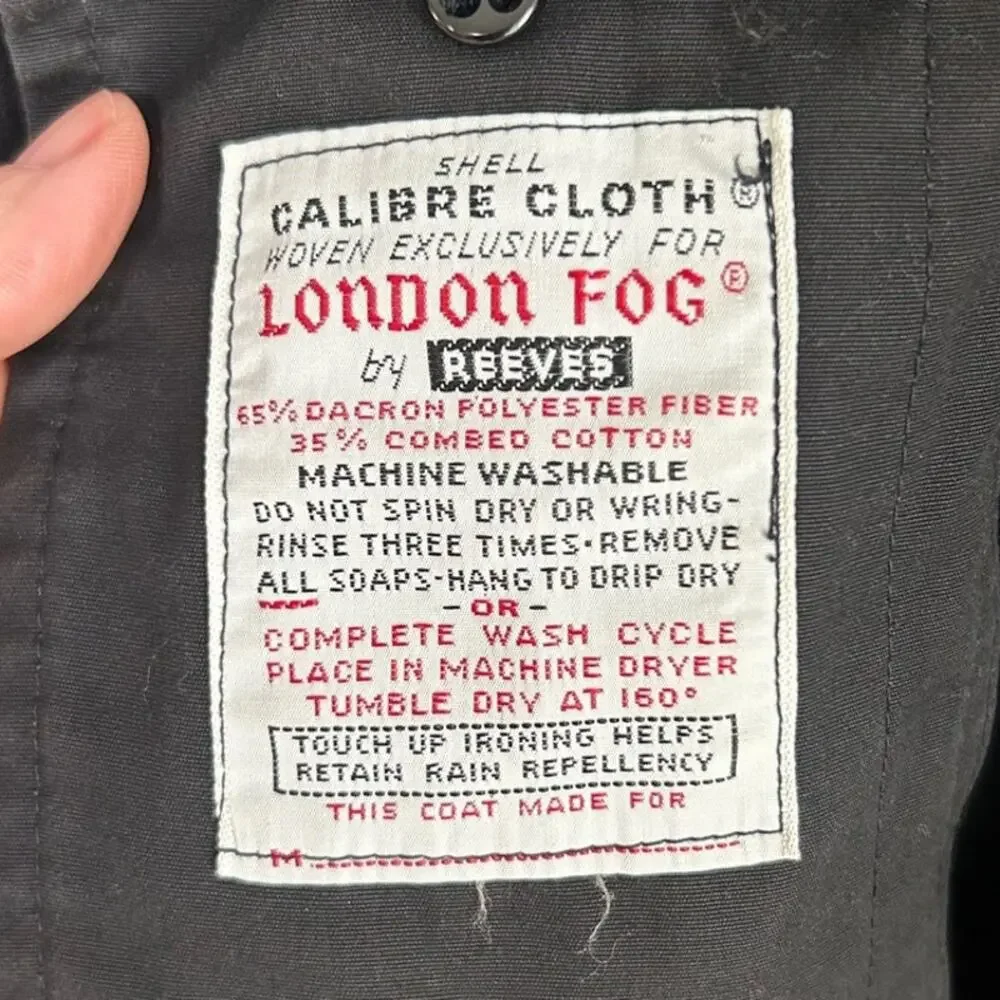 London Fog Maincoats Trench Coat Mens Black 48R Classic Raincoat Overcoat